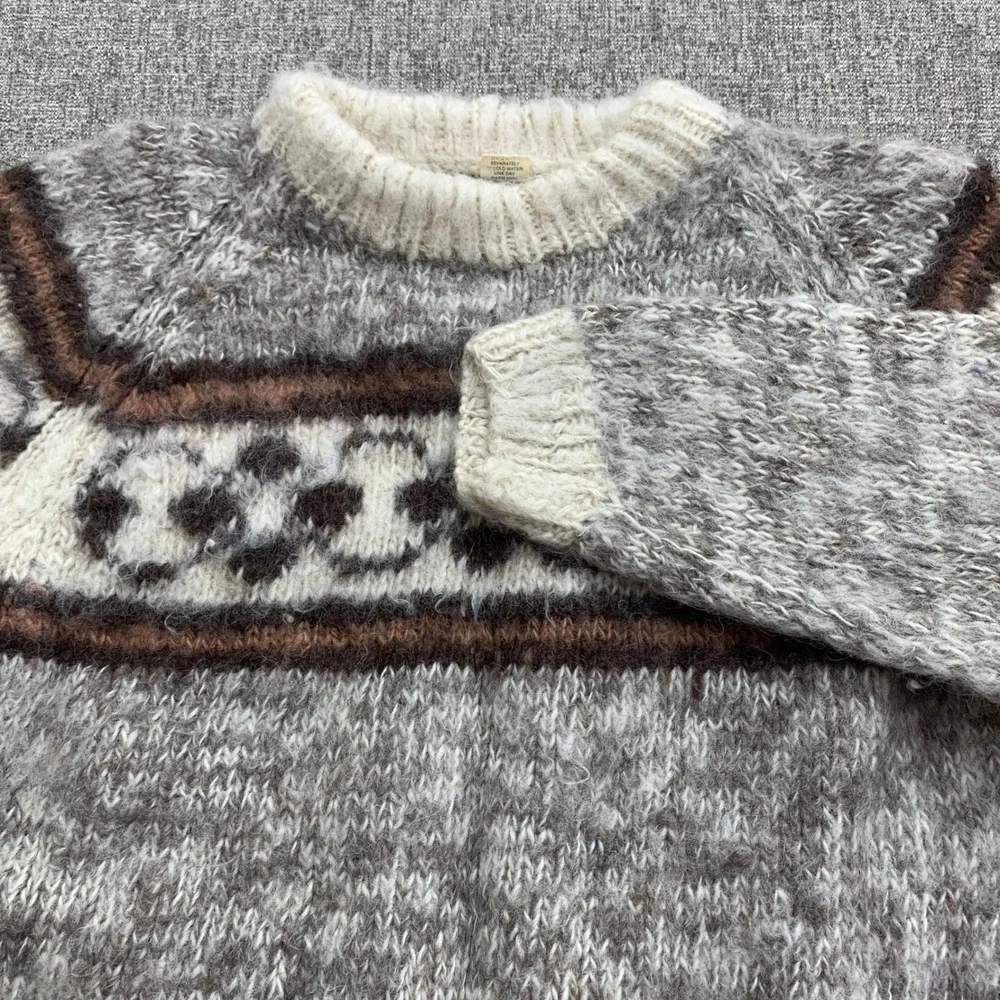 VTG Handmade 100% Wool Fair Isle Sweater Nepal Mens Womens Unisex L ? READ - Picture 2 of 9
